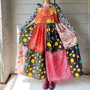 Arcade Dress | Handmade Tie At Shoulder Astrology Quilted Dress SKU 05045
